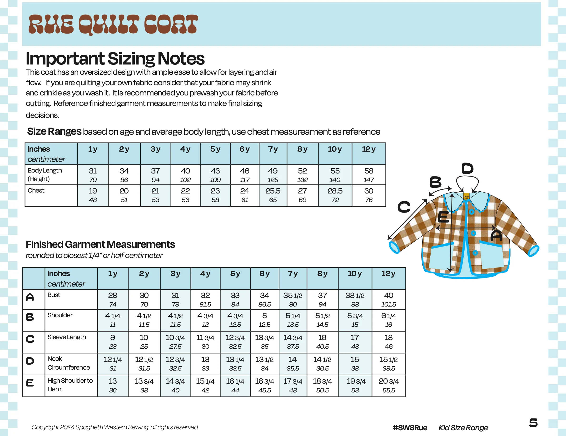 Spaghetti Western Sewing Baby/Child Rue Quilt Coat - Image 5