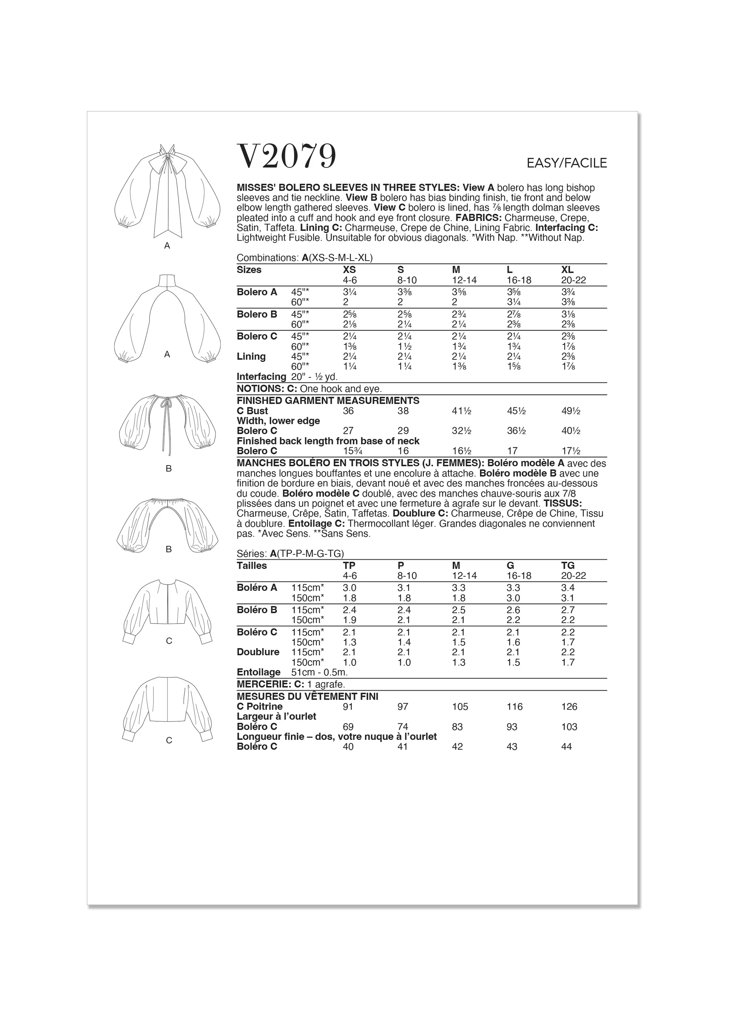 Vogue Bolero Sleeves V2079 - Image 12