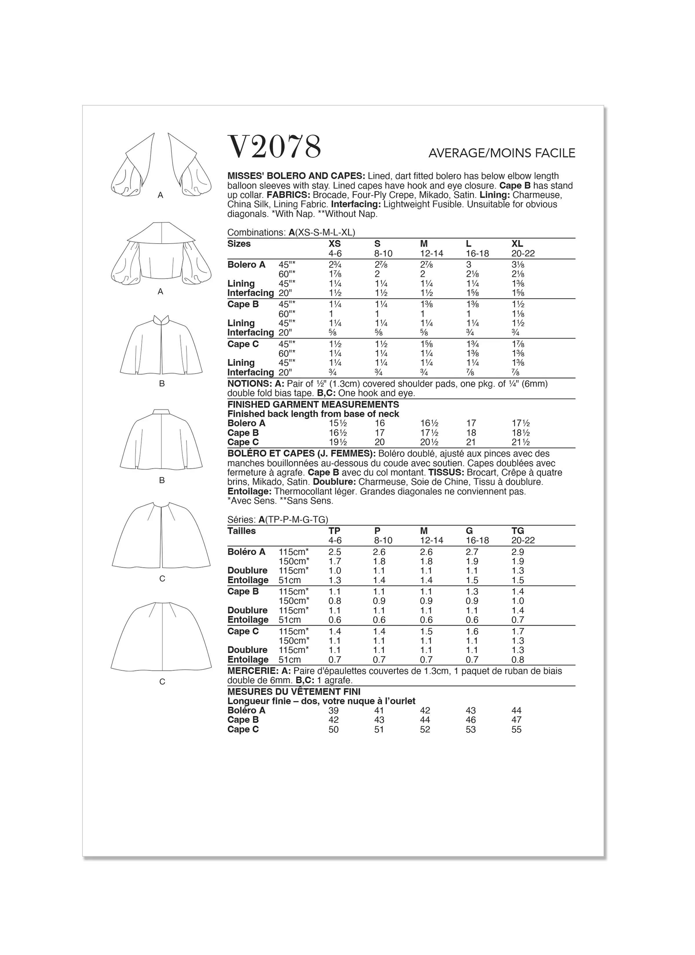 Vogue Bolero and Capes V2078 - Image 12