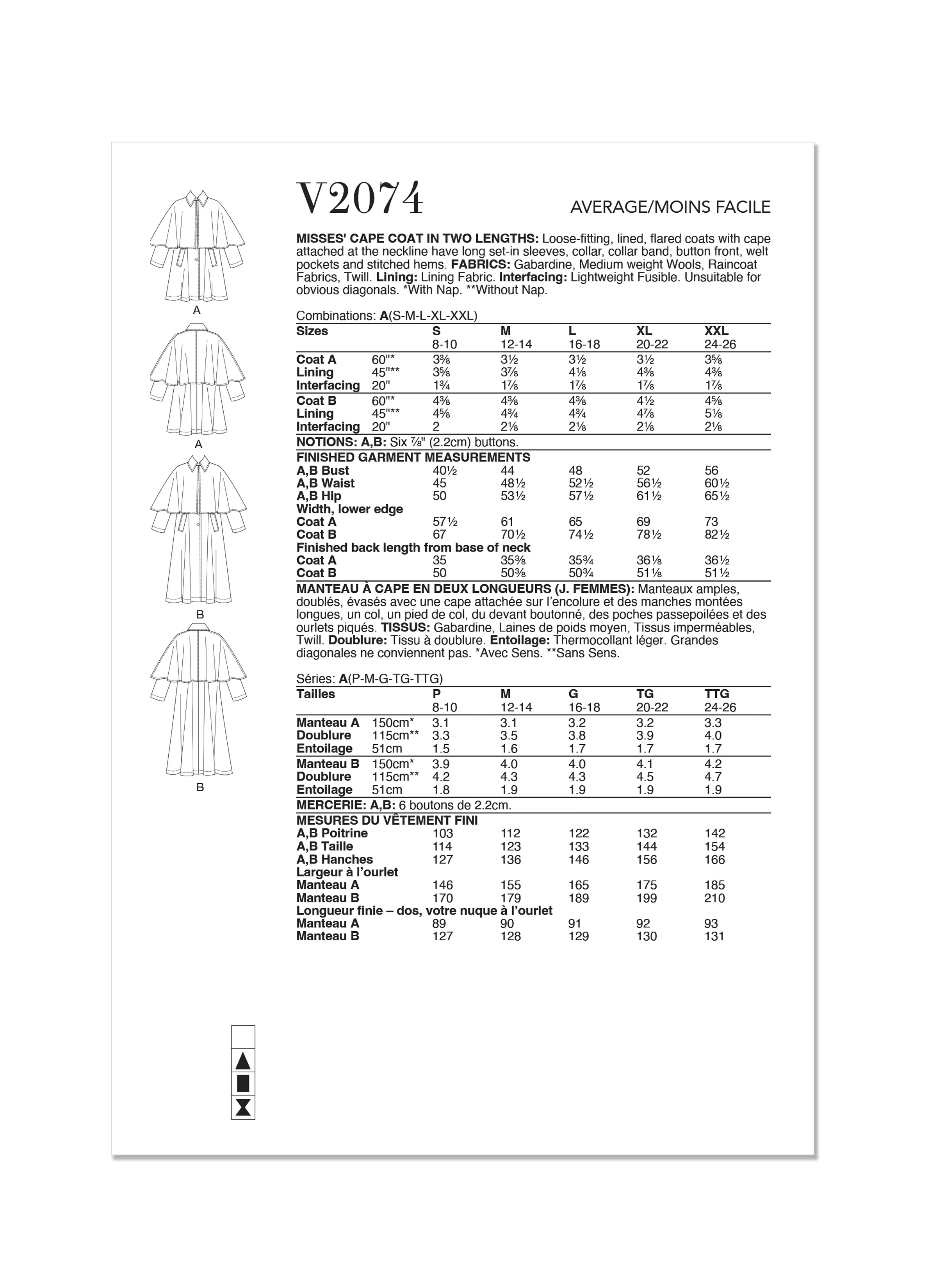 Vogue Cape Coats V2074 - Image 8