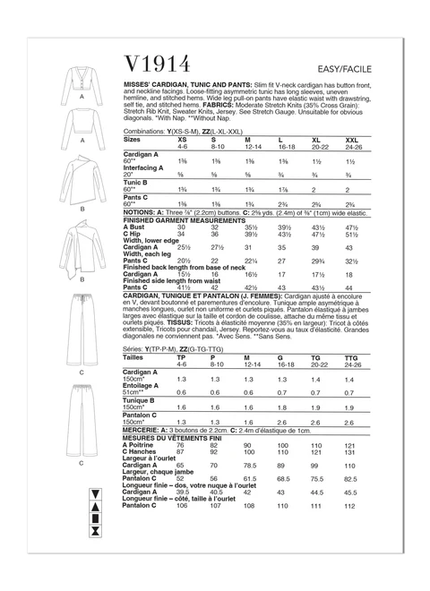 Vogue Cardigan, Tunic and Trousers V1914 - Image 7