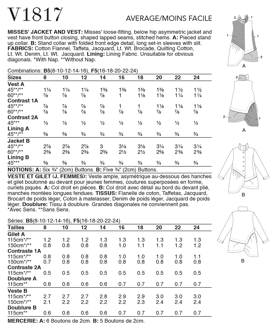Vogue Jacket and Waistcoat V1817 - Image 7