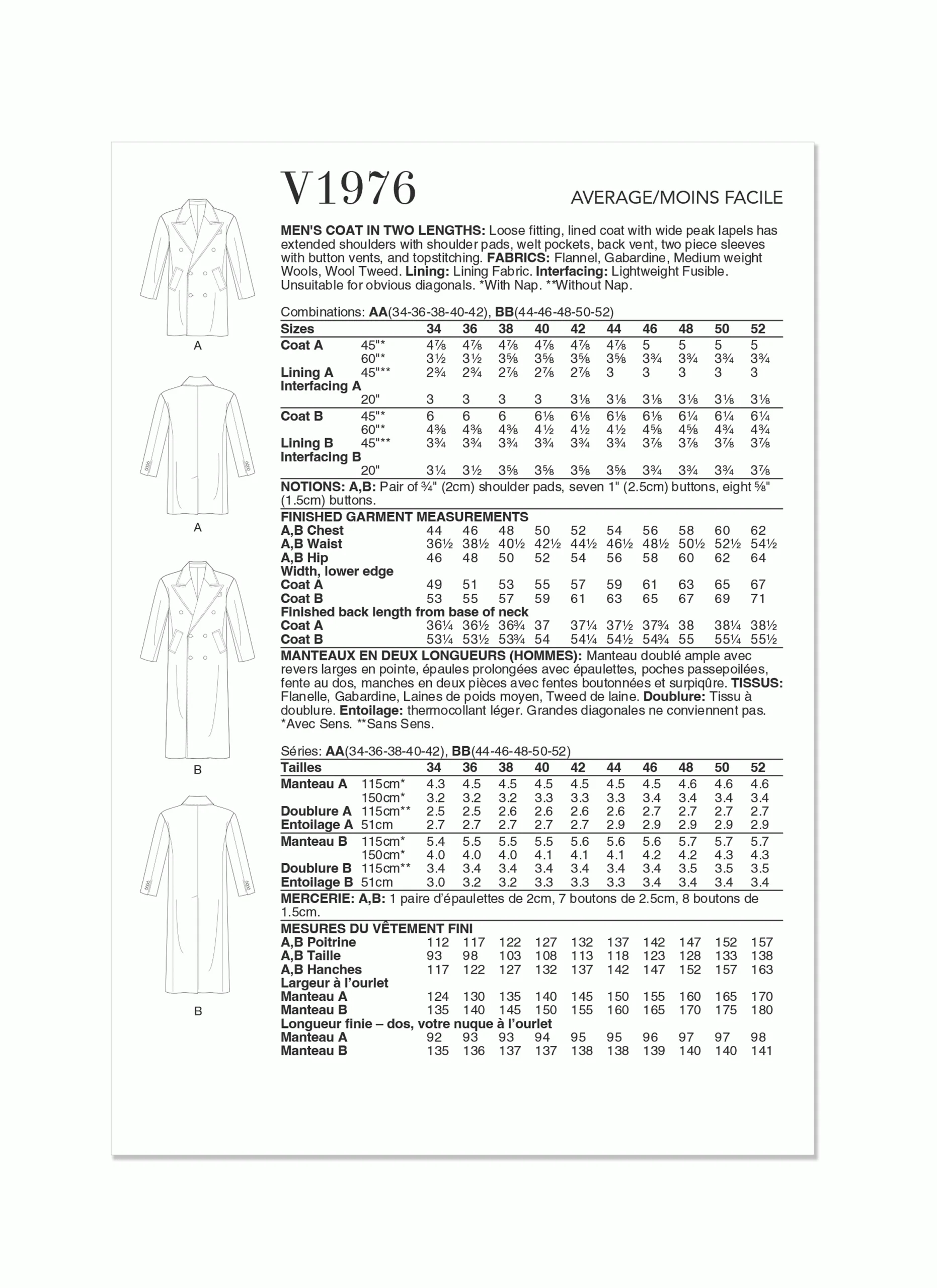 Vogue Man's Coat V1976 - Image 8