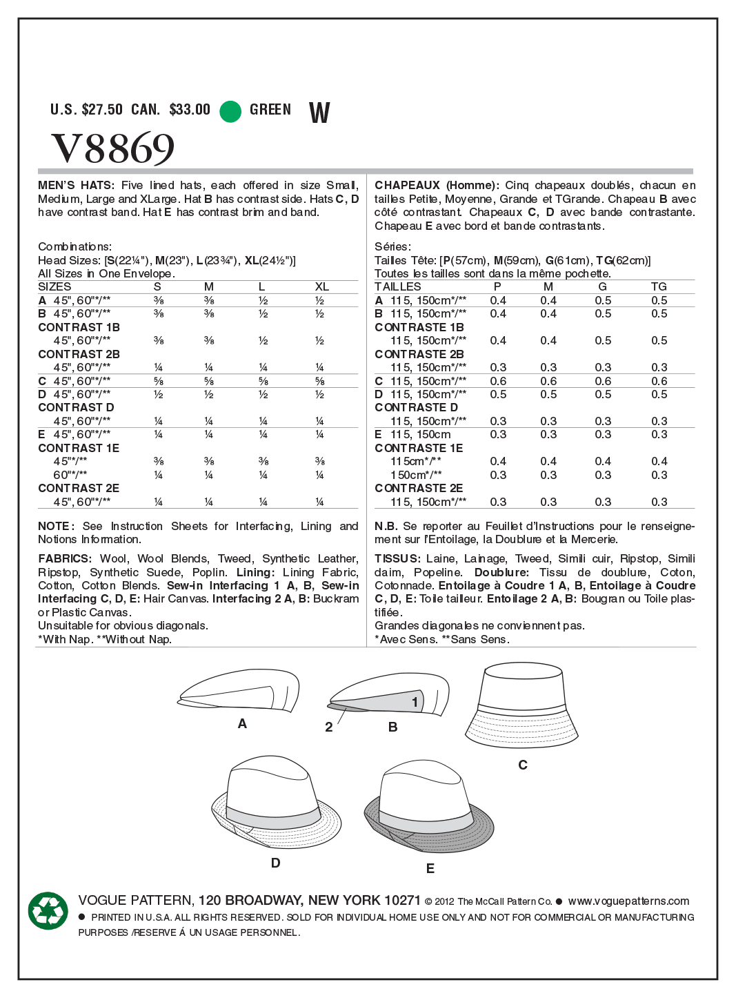 Vogue Men's Hats V8869 - Image 9