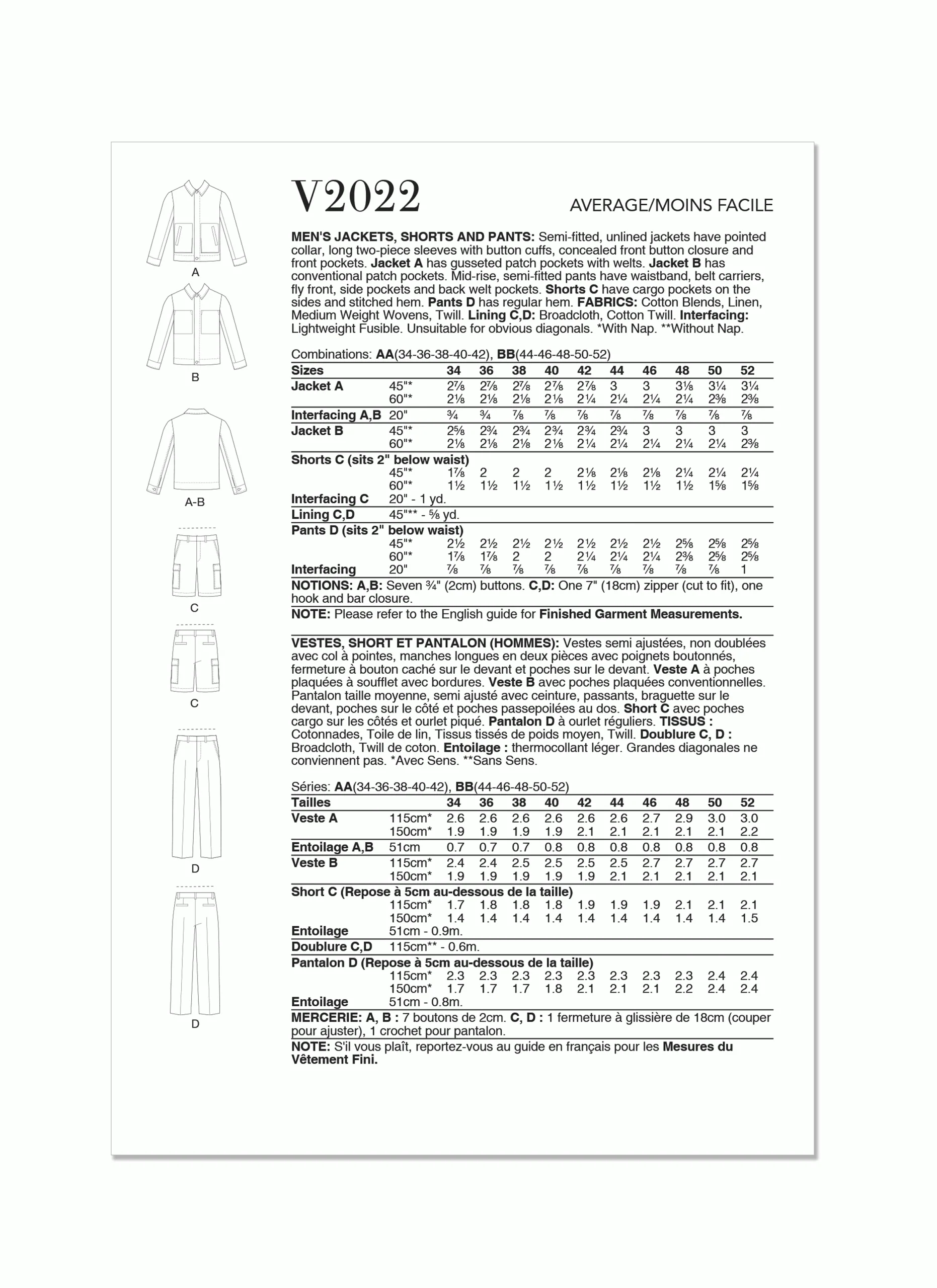 Vogue Men's Jacket, Shorts & Trousers V2022 - Image 9