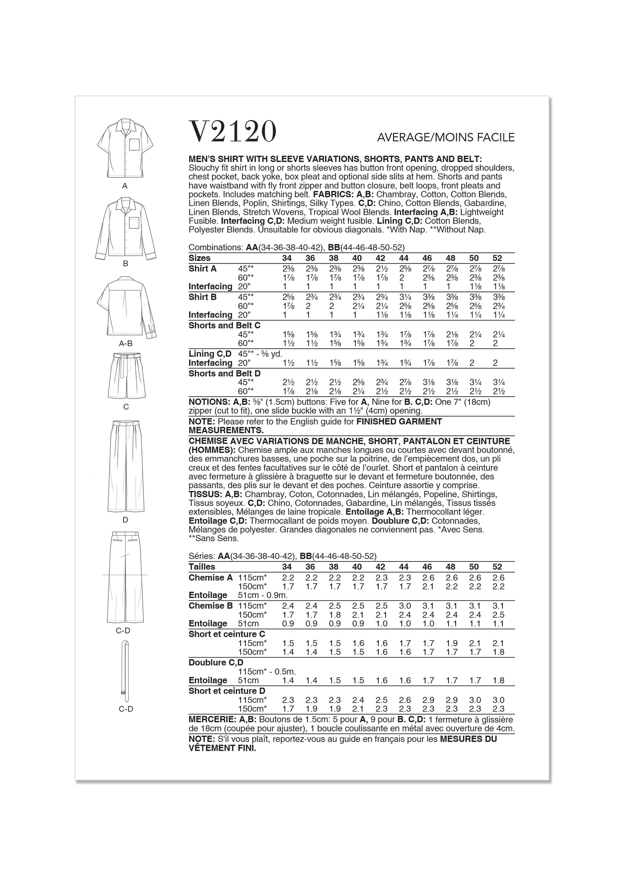 Vogue Men's Shirt, Shorts, Trousers and Belt V2120 - Image 11