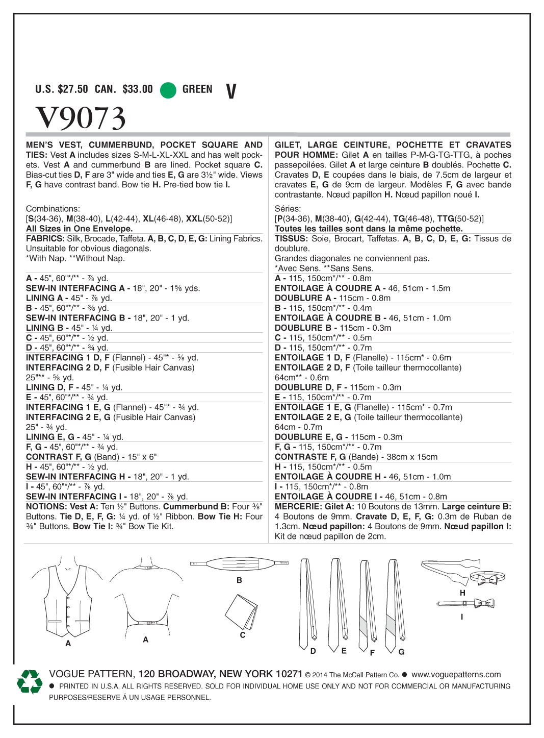 Vogue Men's Waistcoat and Accessories V9073 - Image 7