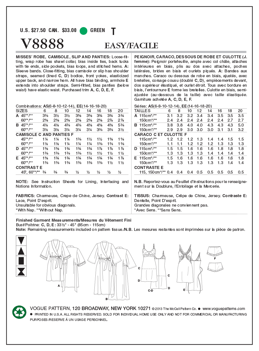 Vogue Nightwear V8888 - Image 9