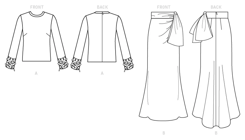 Vogue Top and Skirt V1605 - Image 5