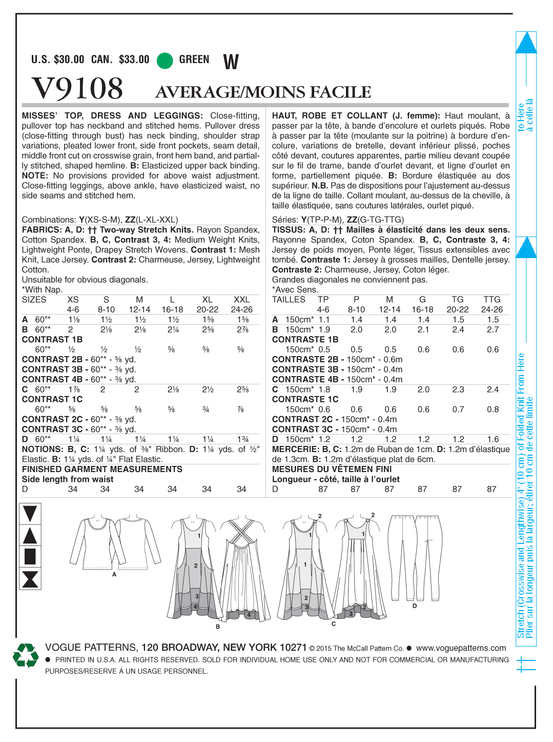 Vogue Top, Dress & Leggings V9108 - Image 7
