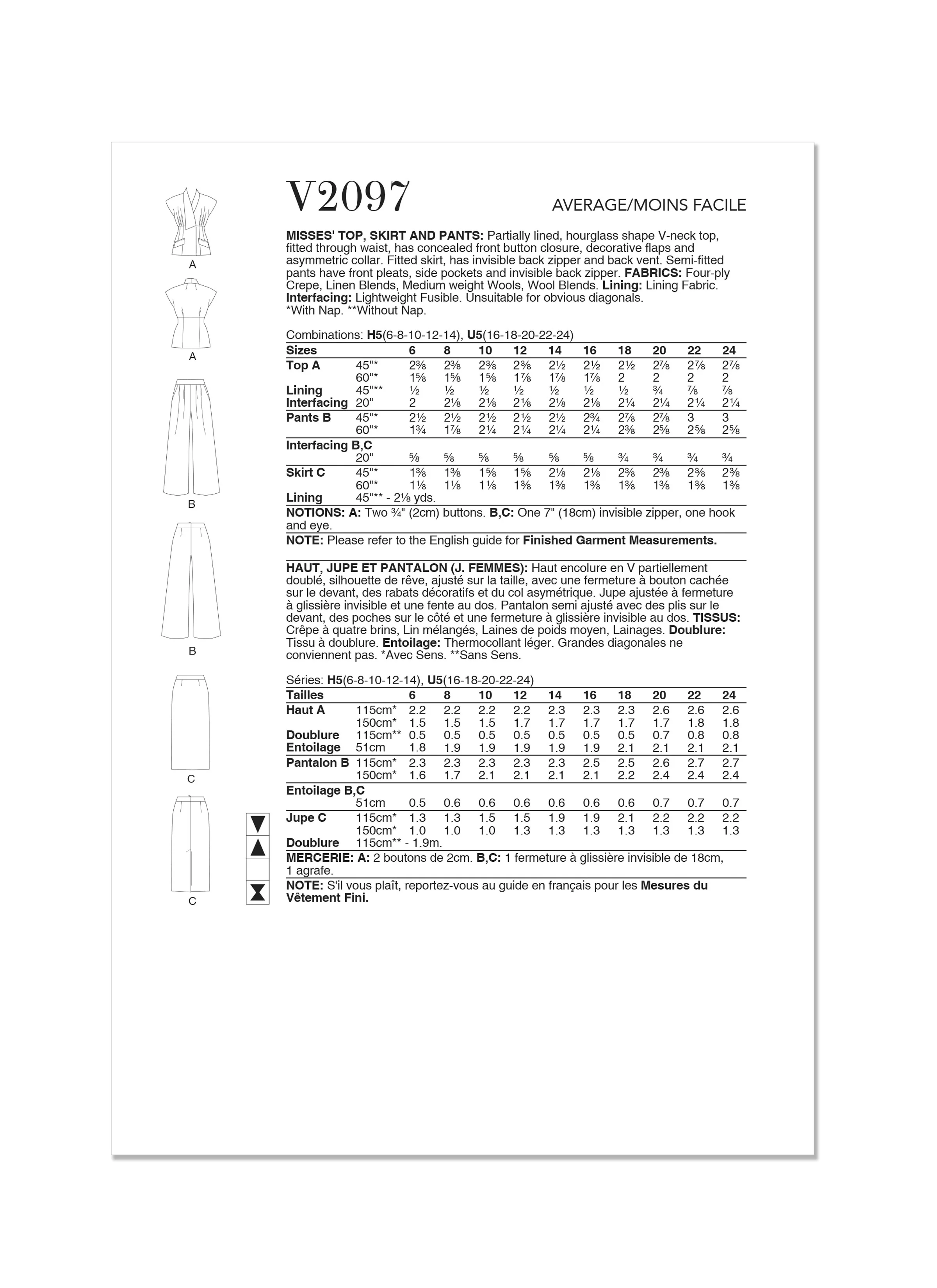 Vogue Top, Skirt and Trousers V2097 - Image 11