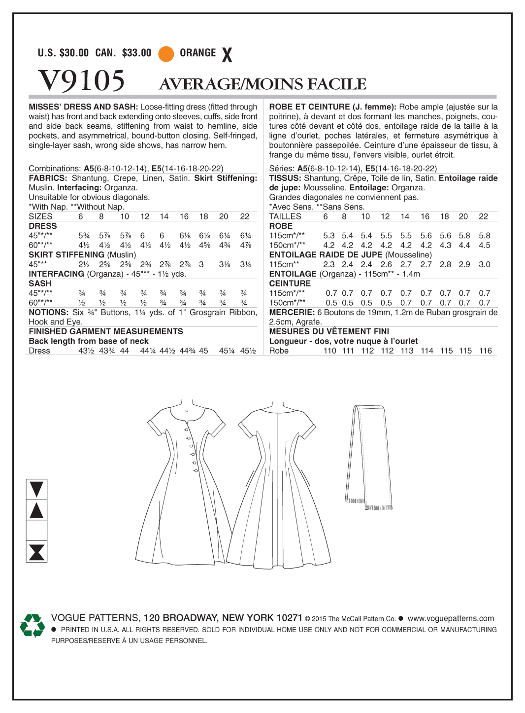 Vogue Vintage Dress and Sash V9105 - Image 7