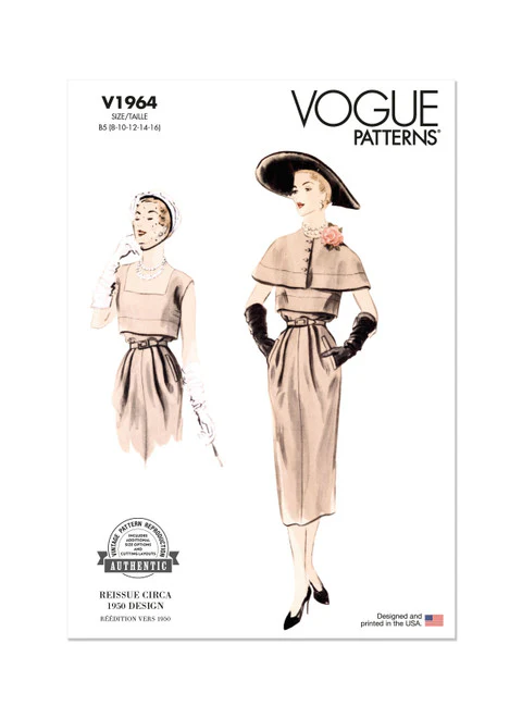 Vogue Vintage Dress & Capelet V1964 - Image 2
