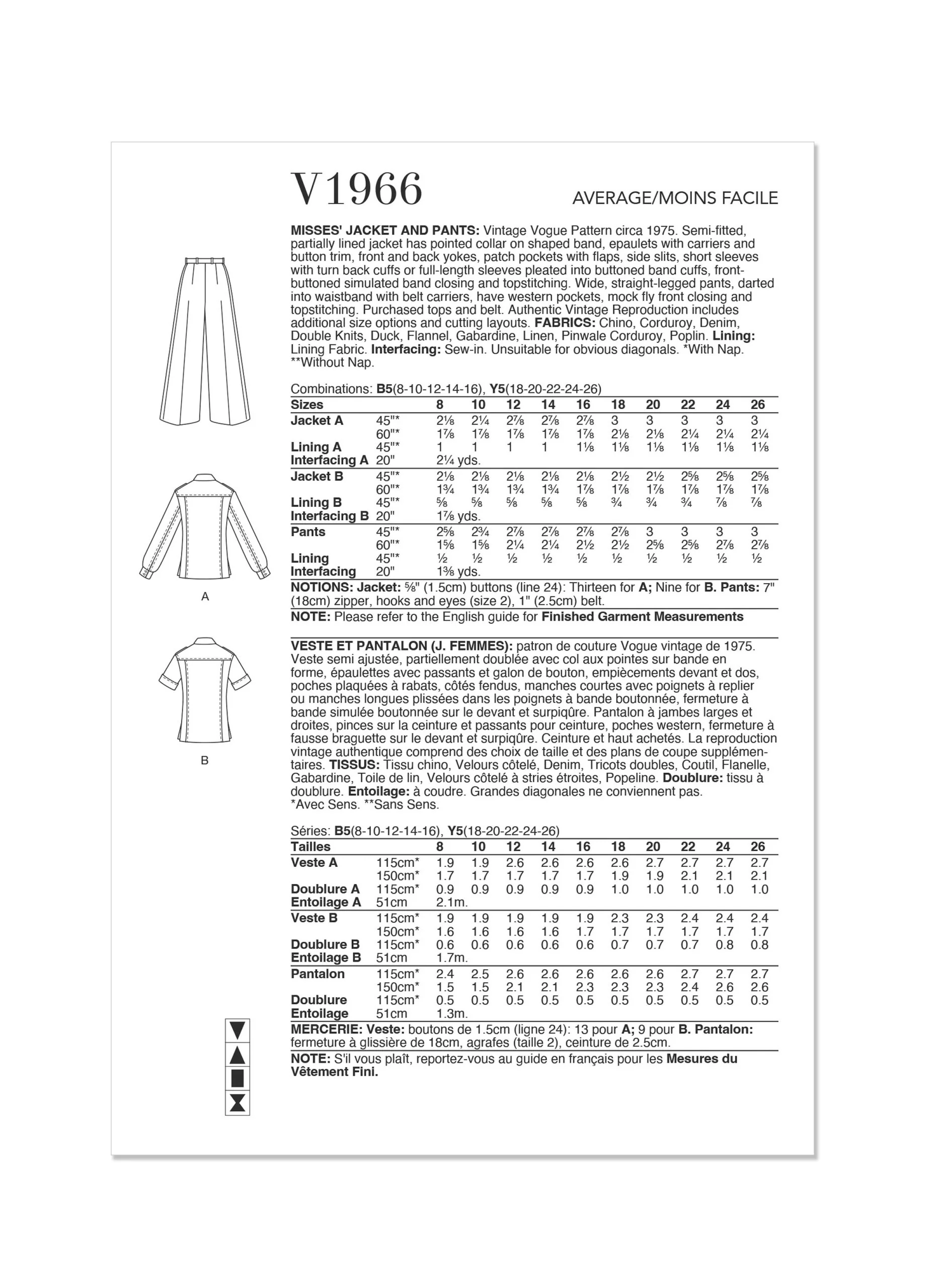 Vogue Vintage Jacket & Trousers V1966 - Image 5