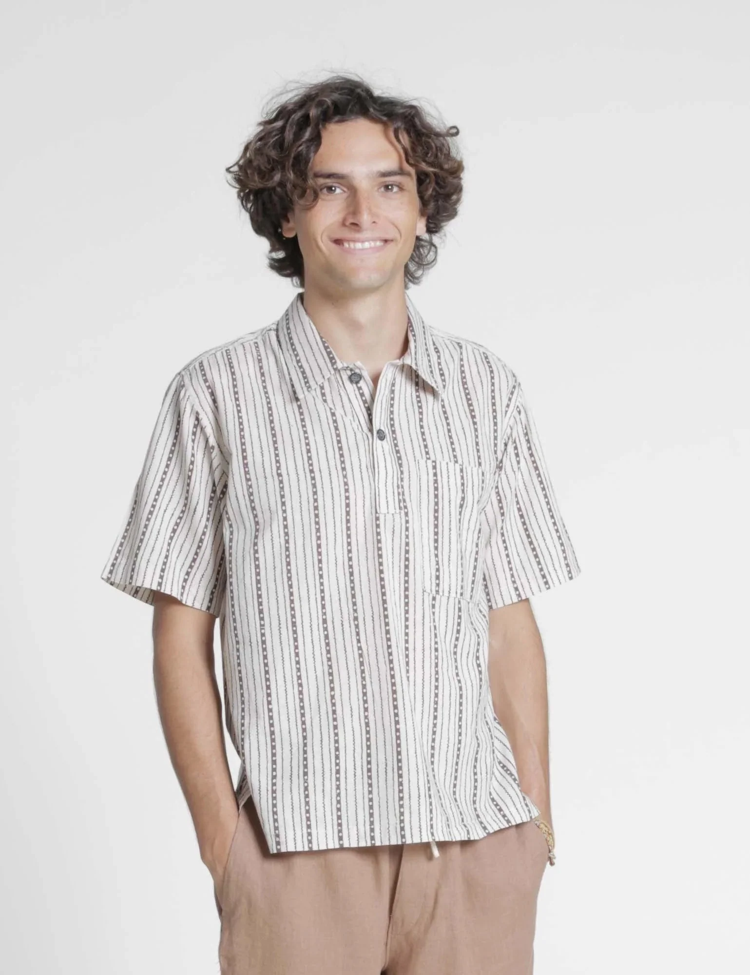 Wardrobe by Me Men's Woven Polo Shirt - Image 5